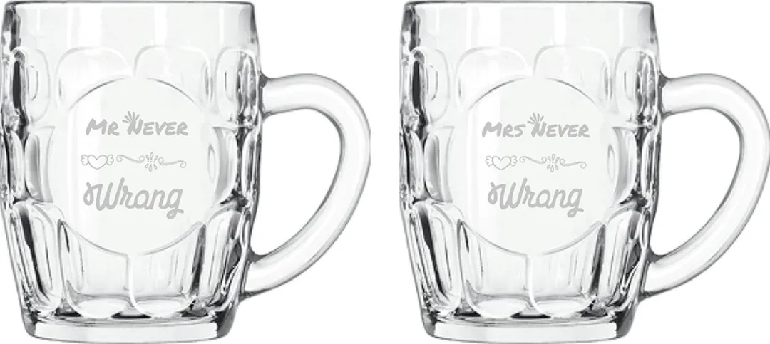 Libbey Mr. Never Wrong Mrs. Never Wrong Gegraveerde Bierpullen 55cl