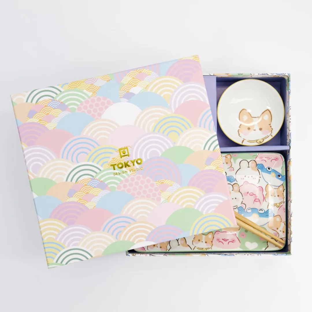 Tokyo Design Studio Sushiset Kawaii Animals 33480 - 6-delig - 2 Personen - Pastel