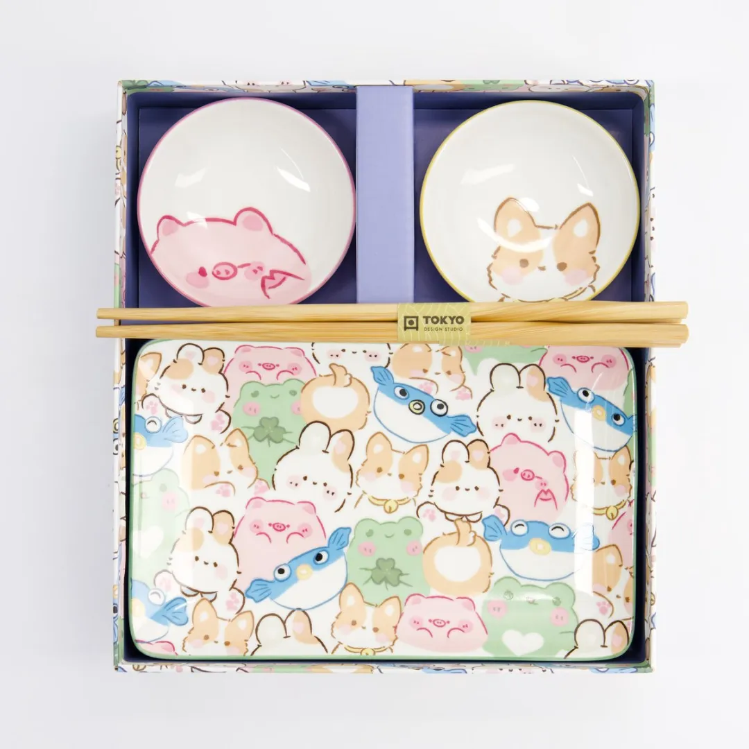 Tokyo Design Studio Sushiset Kawaii Animals 33480 - 6-delig - 2 Personen - Pastel