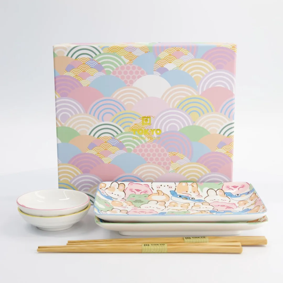 Tokyo Design Studio Sushiset Kawaii Animals 33480 - 6-delig - 2 Personen - Pastel