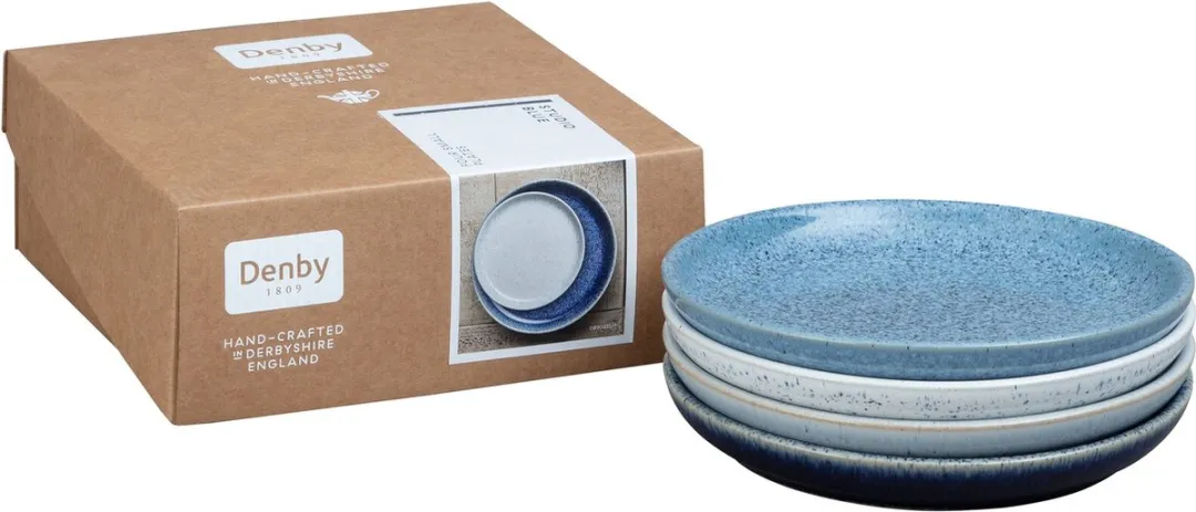 Denby Studio Blue Coupe Bord Set 4 Stuks - 17cm