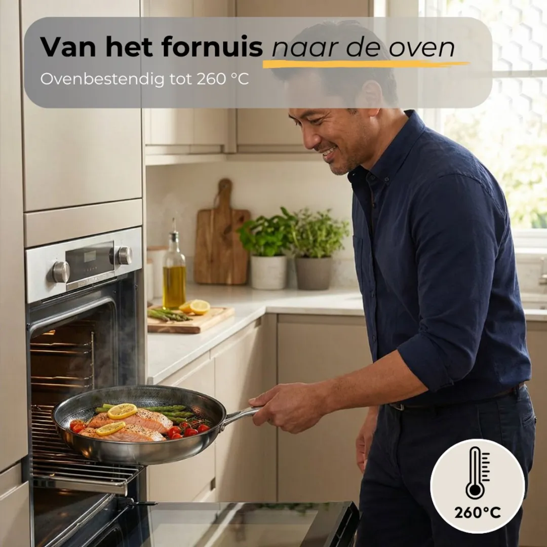 Morelia 28cm Koekenpan Inductie/Gas - Zwart