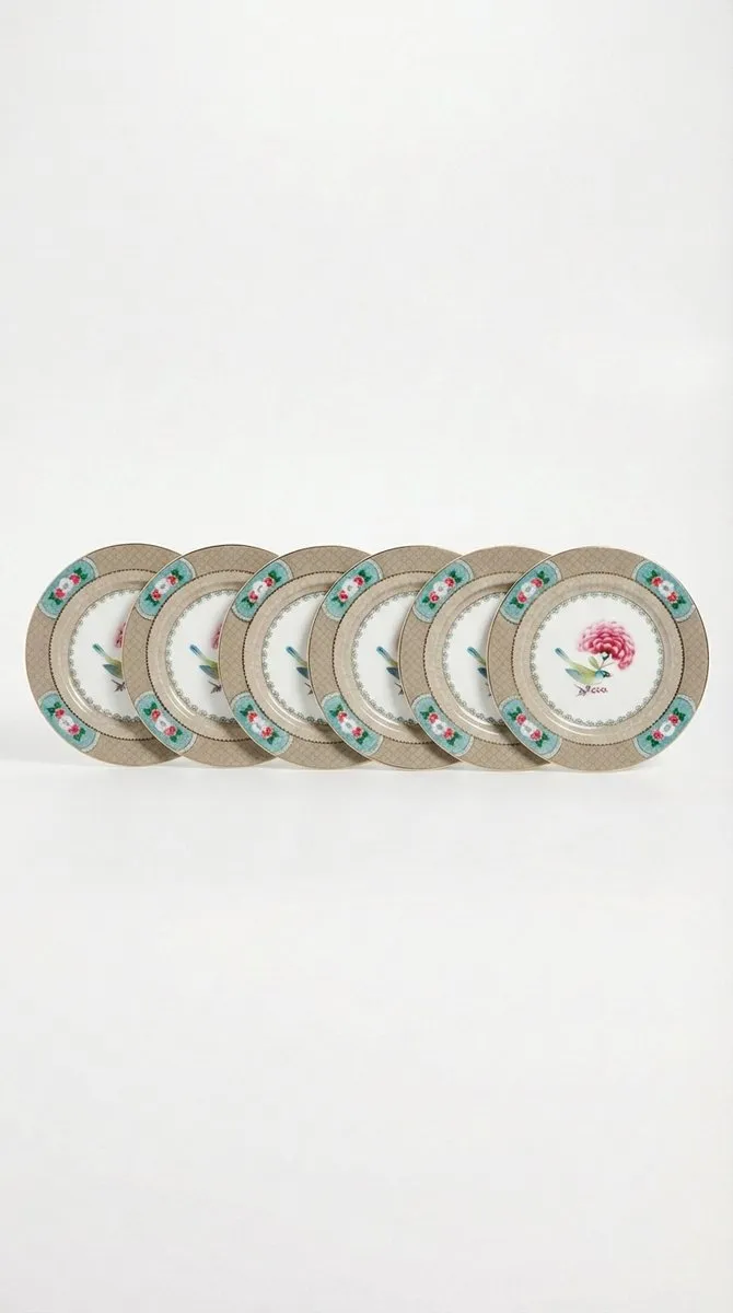 Pip Studio Blushing Birds Gebaksbordjes 17cm - Blauw - 6 Stuks