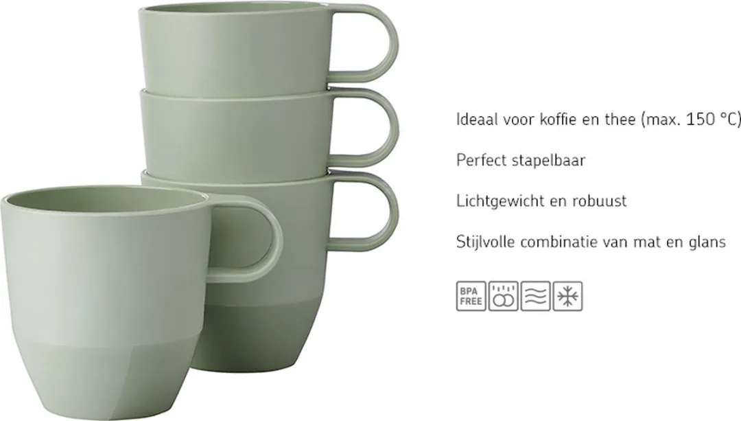 Mepal Silueta Mok 300ml - 4 Stuks Nordic Sage