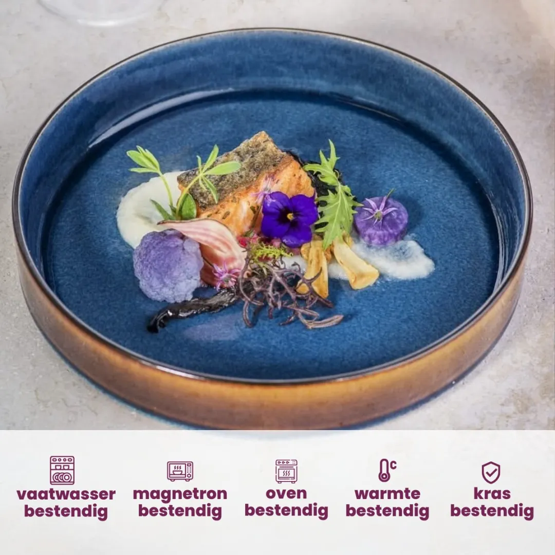 Cosy&Trendy Quintana Diepe Bord - Blauw - 20cm - 4 Stuks