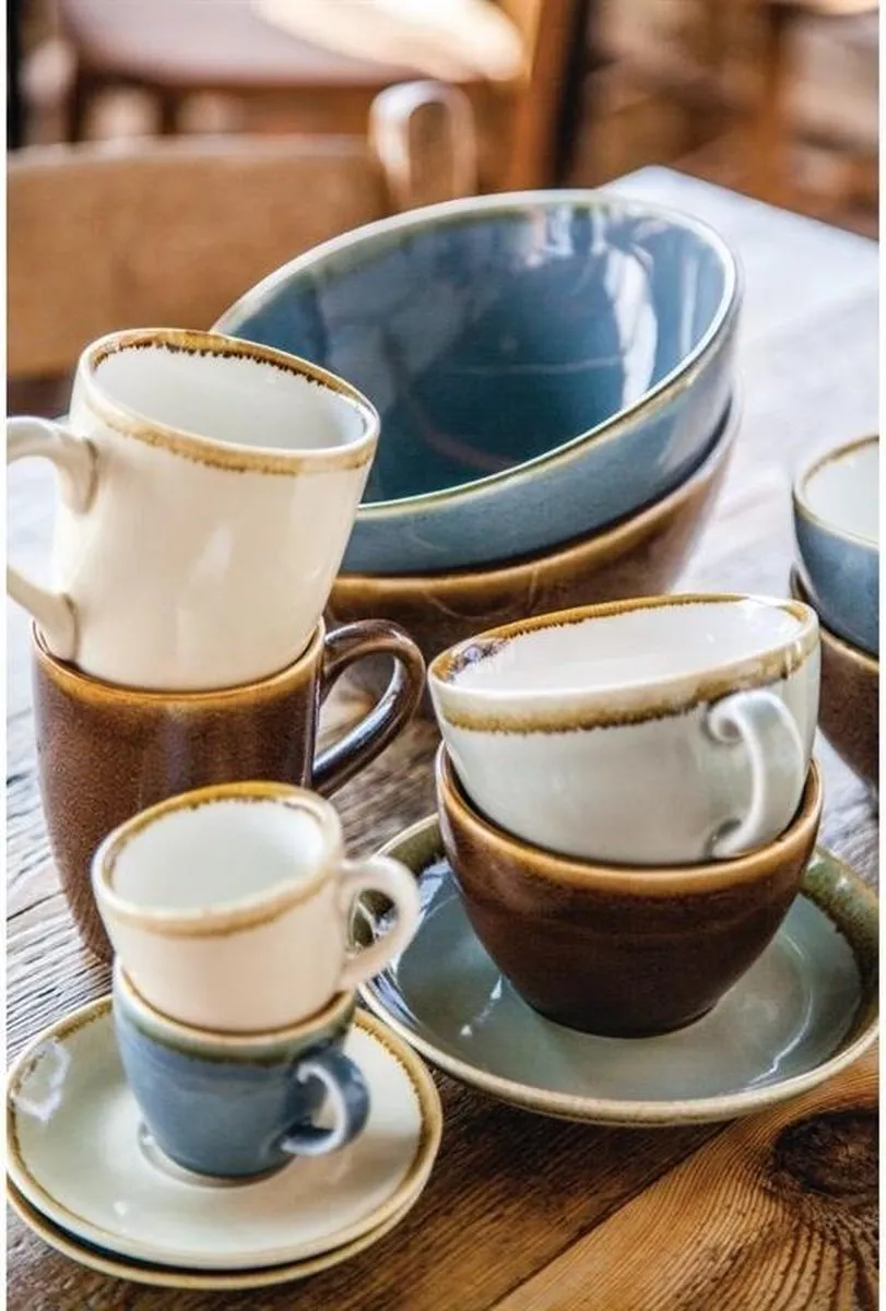 Olympia Kiln Cappuccino Koppen Set - 6 Stuks Zandsteen 34cl