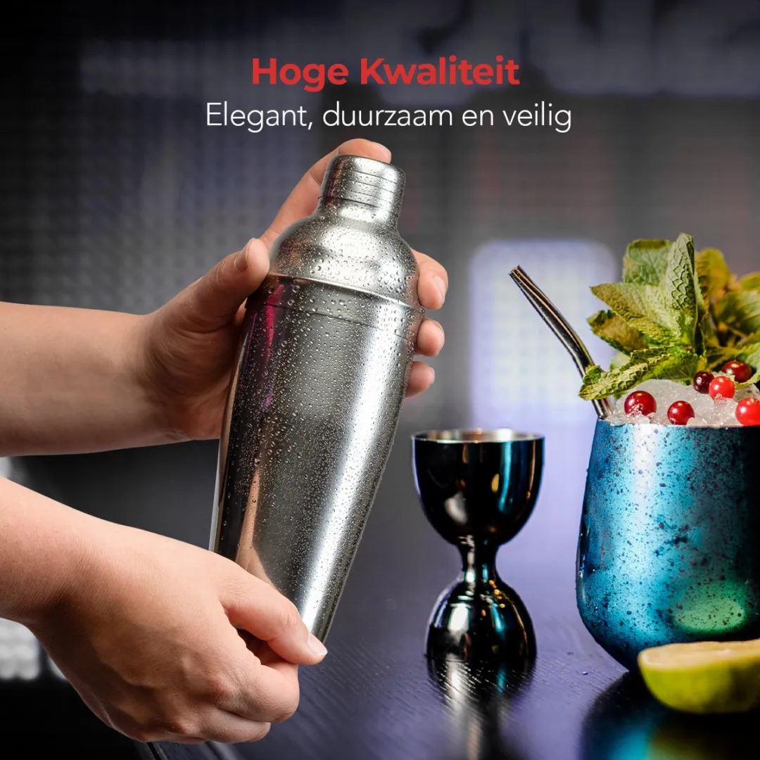 KitchenBrothers Cocktailset 13-delig - RVS - 750ml - 25 Delen