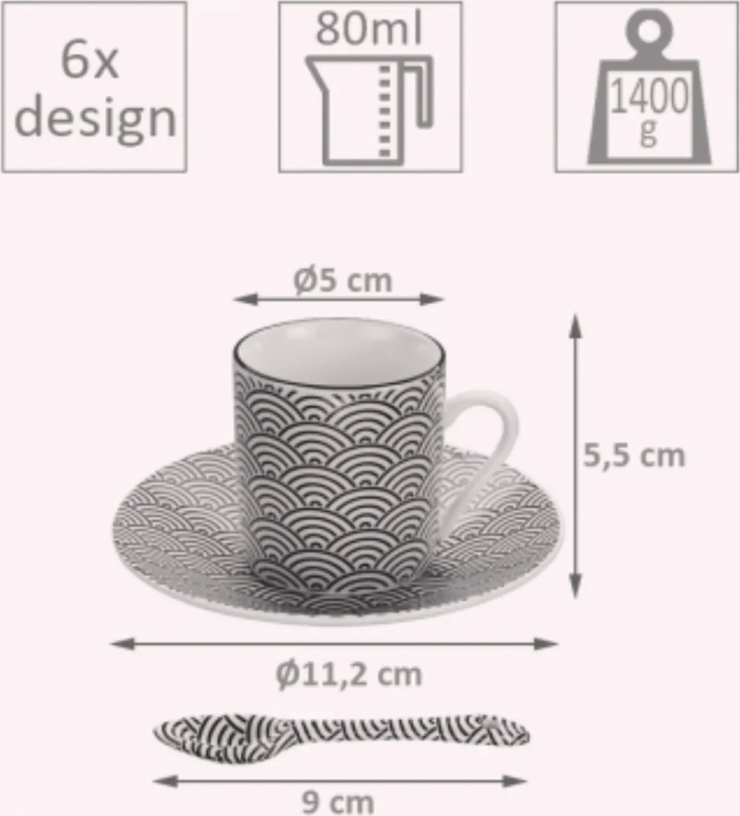 Tokyo Design Studio Nippon Black Espresso Serviesset 18-delig - Porselein