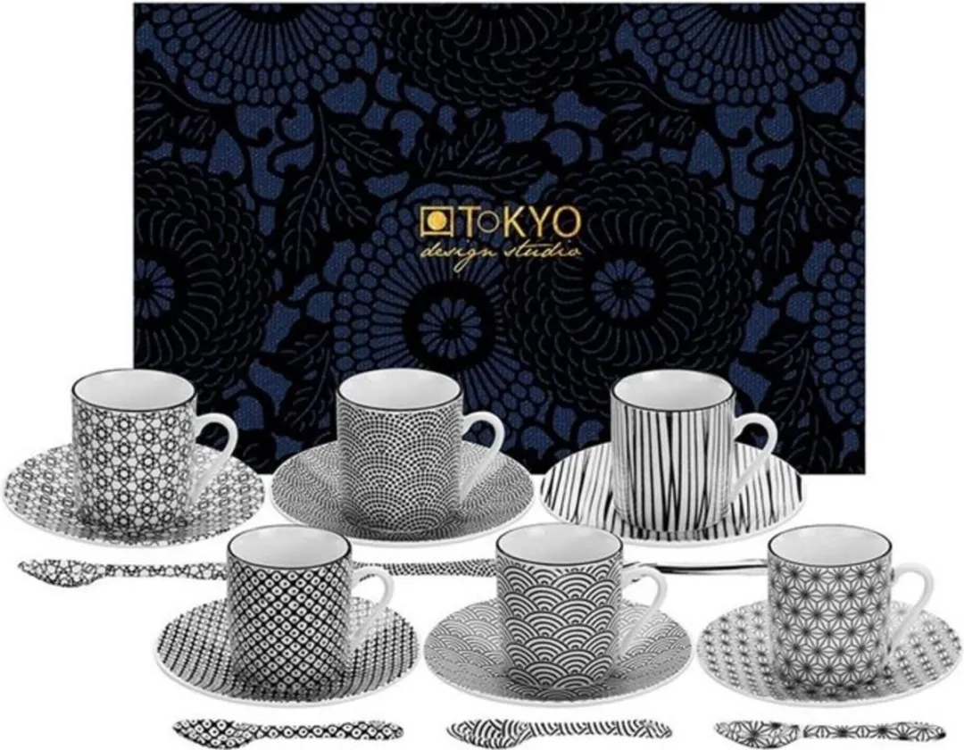 Tokyo Design Studio Nippon Black Espresso Serviesset 18-delig - Porselein