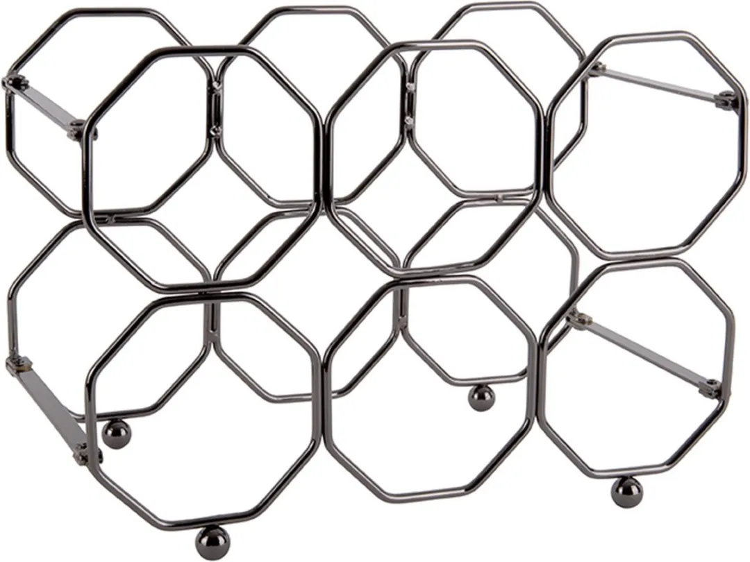 Present Time Honeycomb Wijnrek 6 Flessen - IJzer Smokey Grijs - 31x16,5x22cm