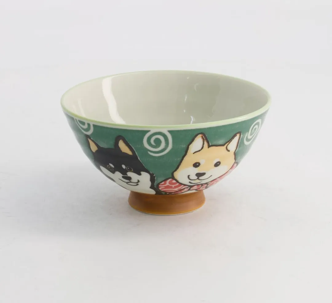 Tokyo Design Studio Kawaii Rijstkom Shiba Hond Groen 350ml