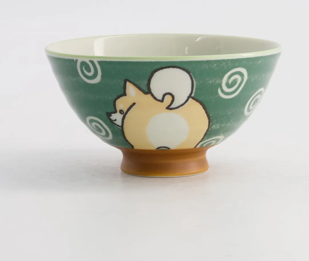 Tokyo Design Studio Kawaii Rijstkom Shiba Hond Groen 350ml