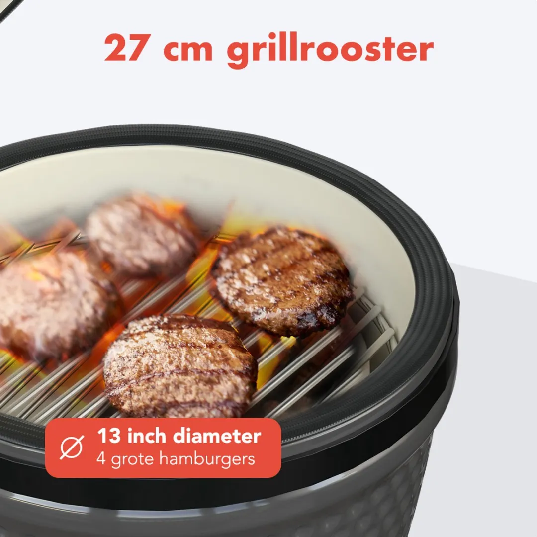 KitchenBrothers Kamado BBQ KB4204 - 27 cm - Grijs