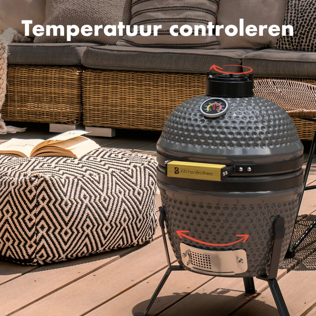 KitchenBrothers Kamado BBQ KB4204 - 27 cm - Grijs
