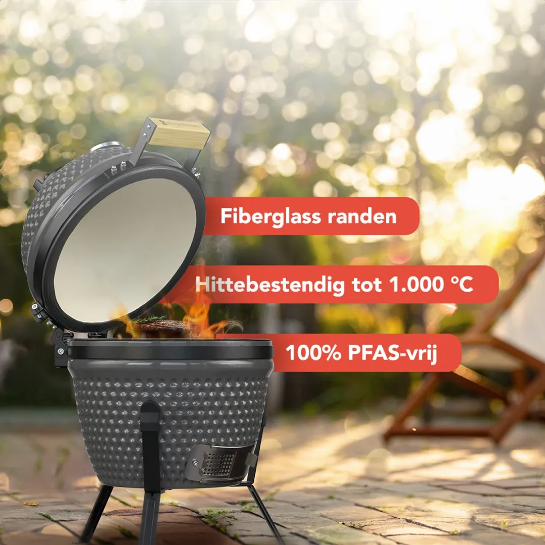 KitchenBrothers Kamado BBQ KB4204 - 27 cm - Grijs