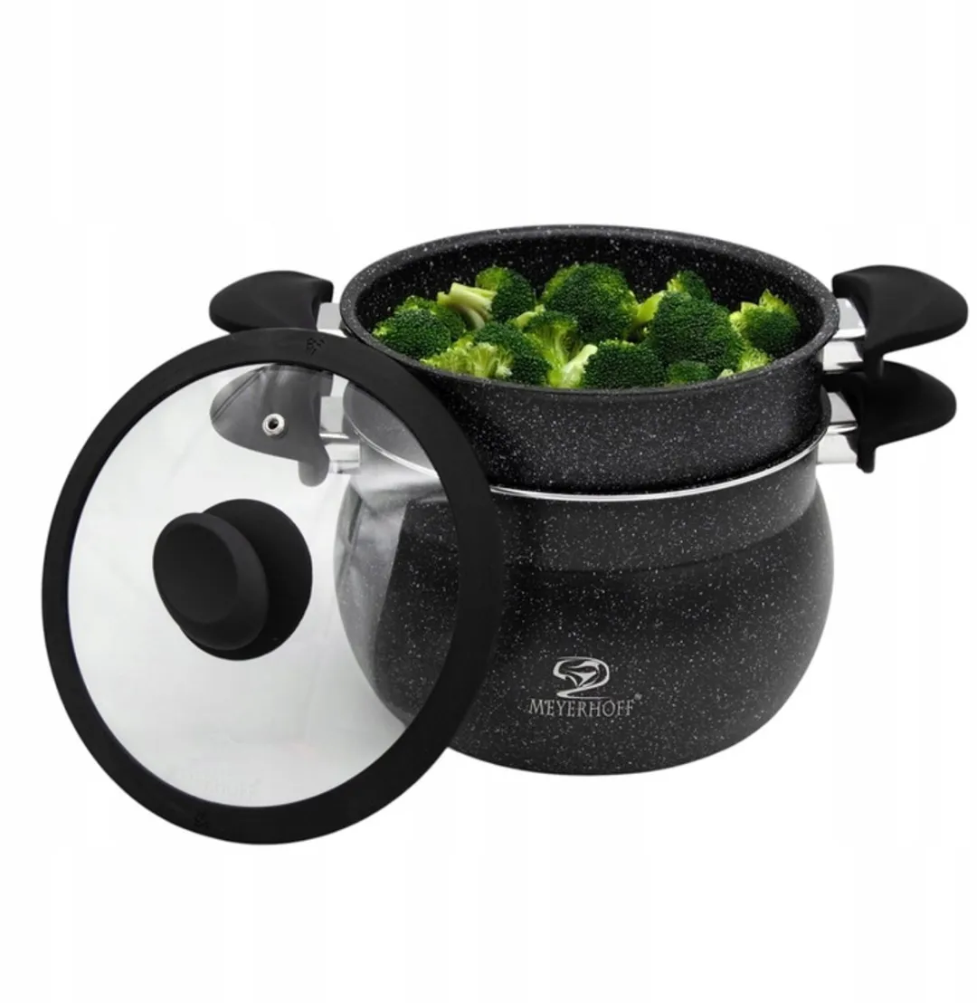 Meyerhoff Stoompannenset 3-delig Ø20cm - 4,7L - Zwart Marmer