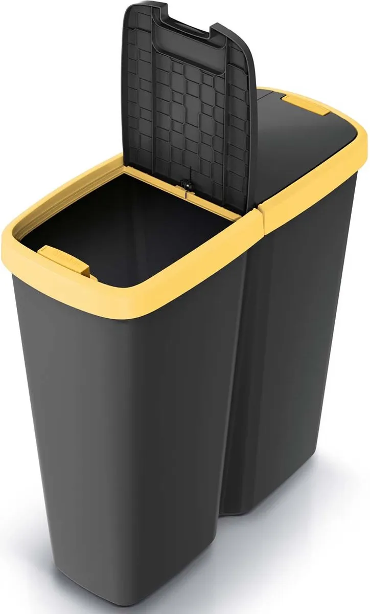 Prosperplast Keden Duo Prullenbak 50L - 55x25x57cm - Zwart/ Groen - afbeelding 6 van 6