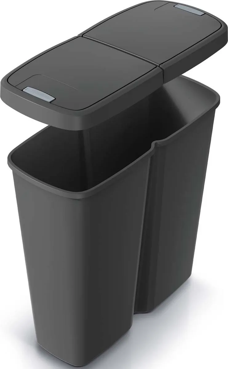Prosperplast Keden Duo Prullenbak 50L - 55x25x57cm - Zwart/ Groen