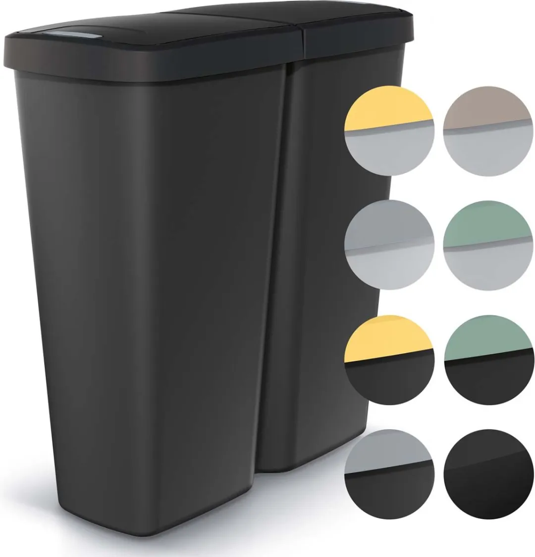 Prosperplast Keden Duo Prullenbak 50L - 55x25x57cm - Zwart/ Groen