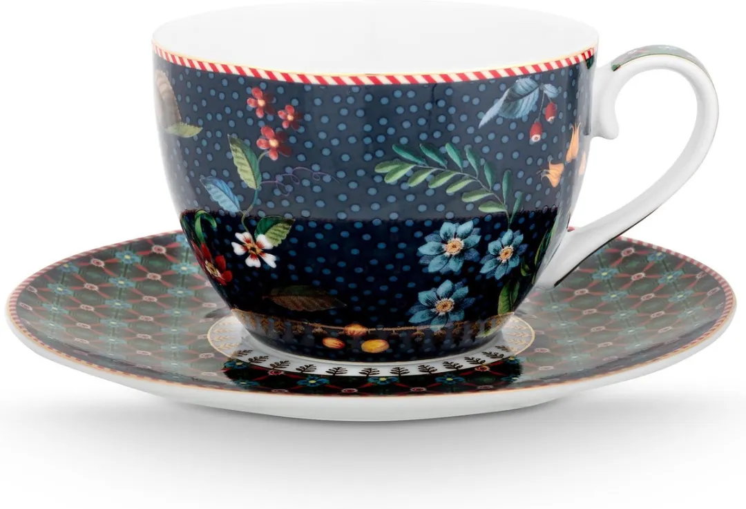Pip Studio Berry Blues Kop & Schotel 280ml - 2 Stuks - Donkerblauw