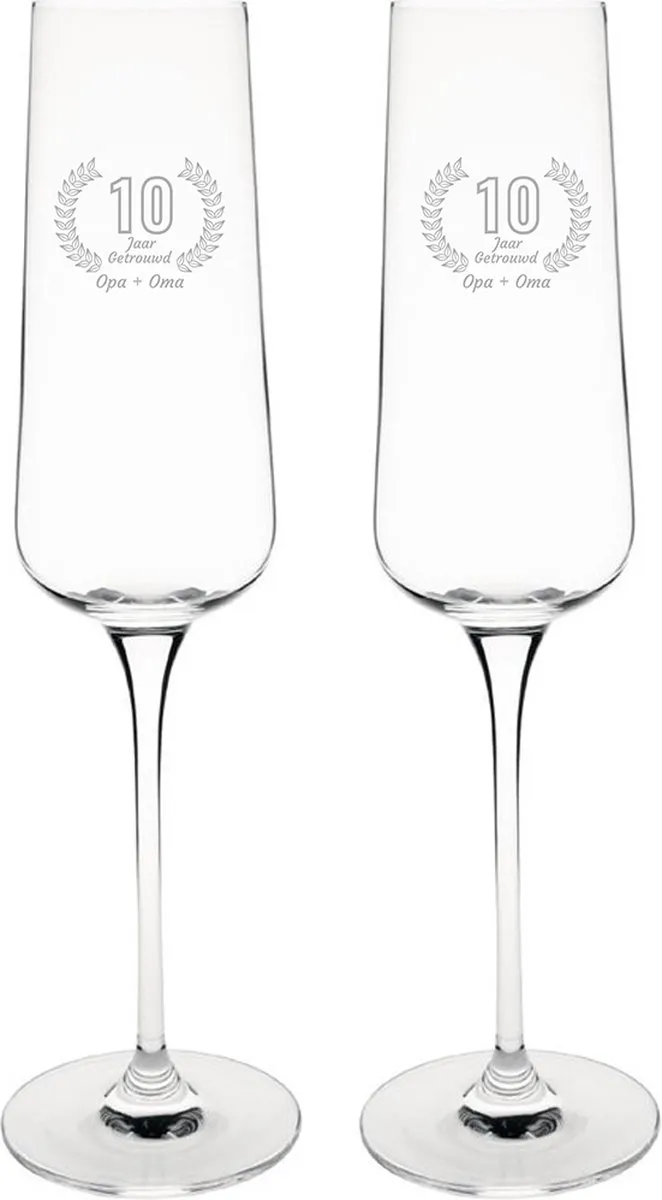 Olympia Gegraveerde Champagneglazen Opa & Oma 10 Jaar