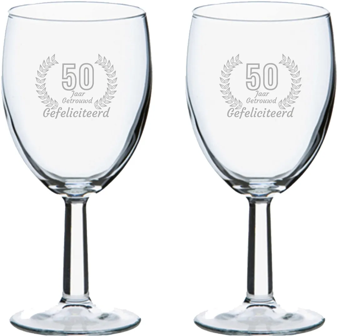 Pasabahce Gefeliciteerd 50 Jaar Getrouwd Wijnglazen