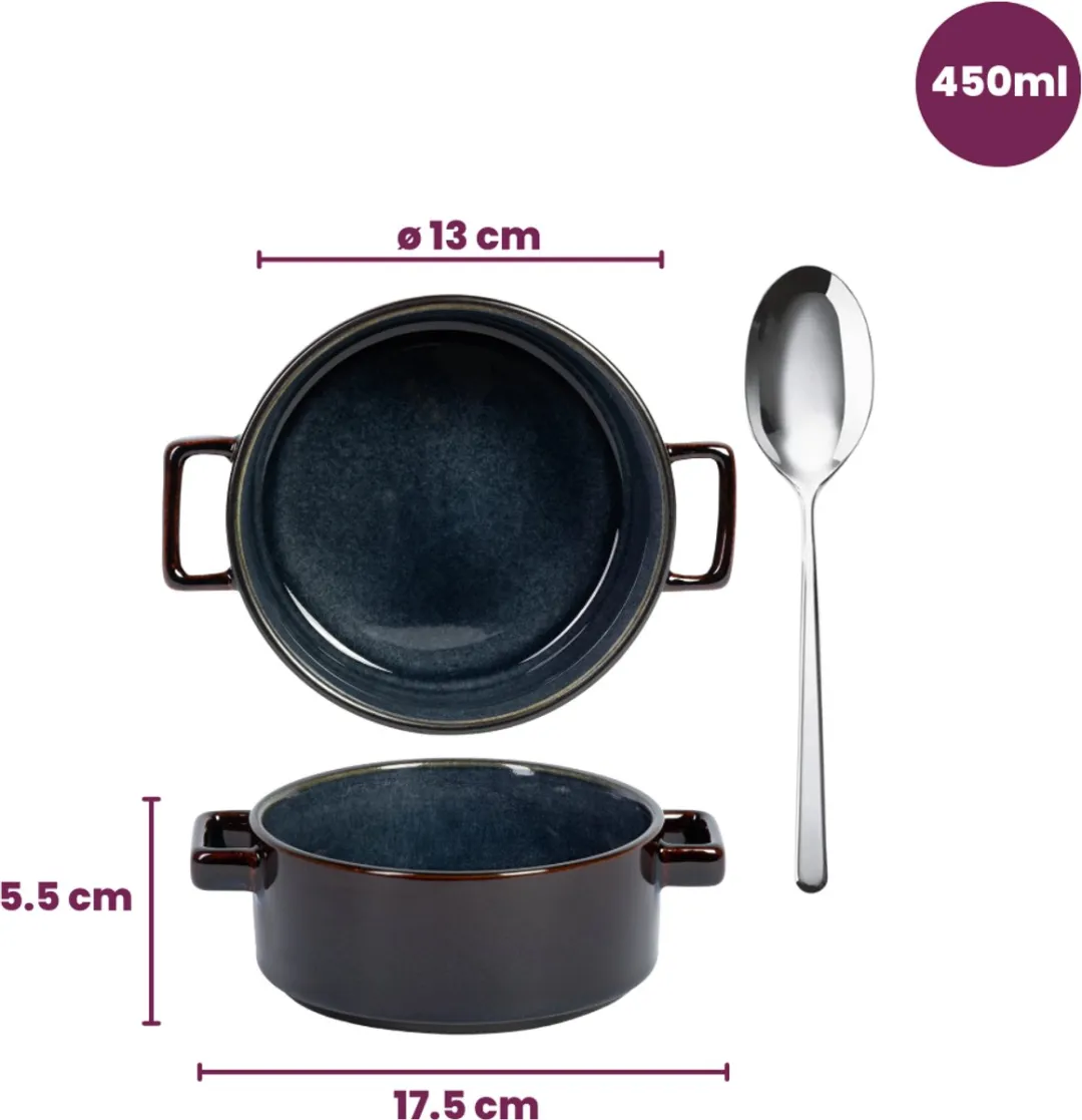 Cosy&Trendy Quintana Soepkommen Blauw - 4 Stuks Ø13cm 450ml