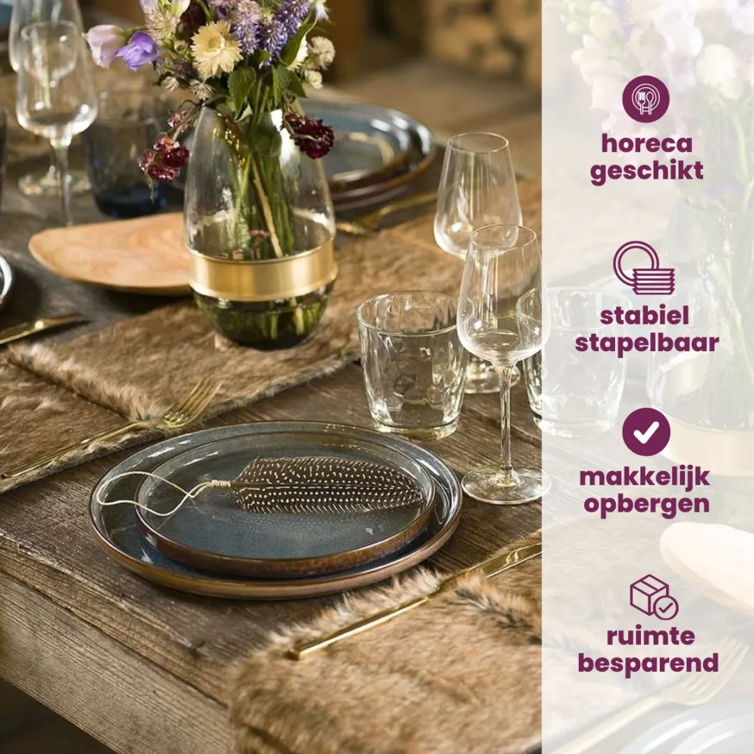 Cosy&Trendy Quintana Soepkommen Blauw - 4 Stuks Ø13cm 450ml