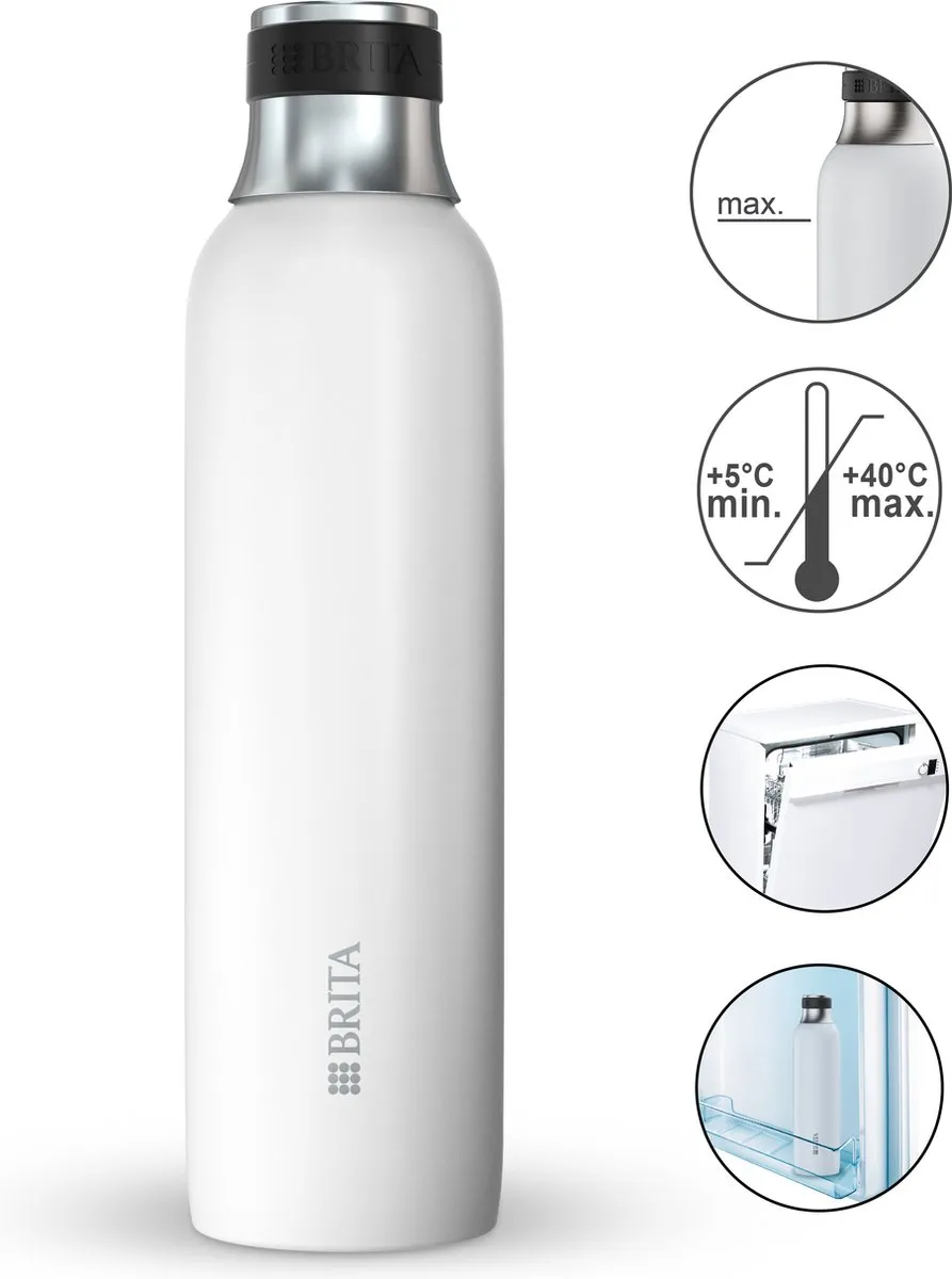 BRITA SodaTRIO Roestvrijstalen Fles 0,65L - Wit