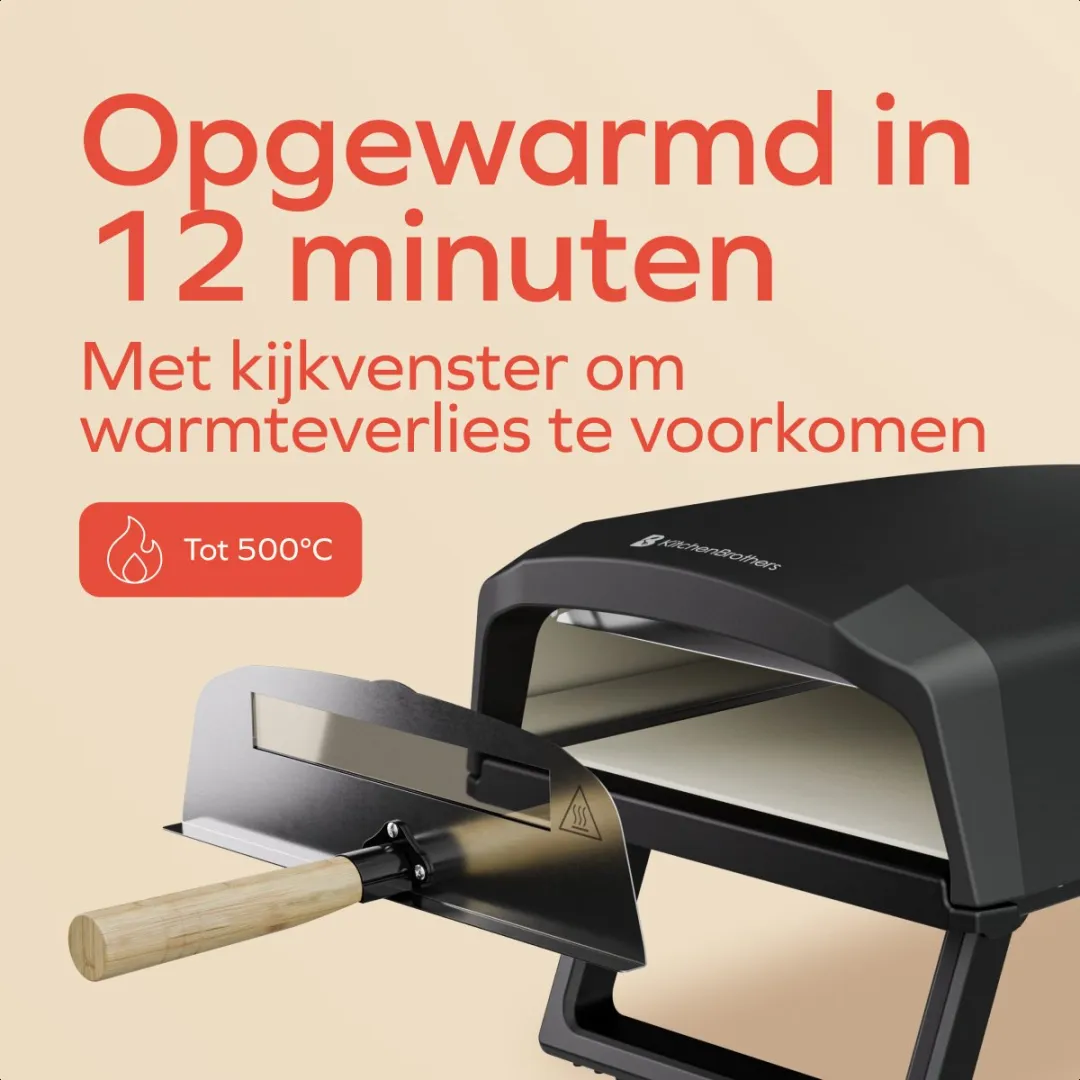 KitchenBrothers KB1004209 Elektrische Pizzaoven - 2 Branders - Zwart/Grijs