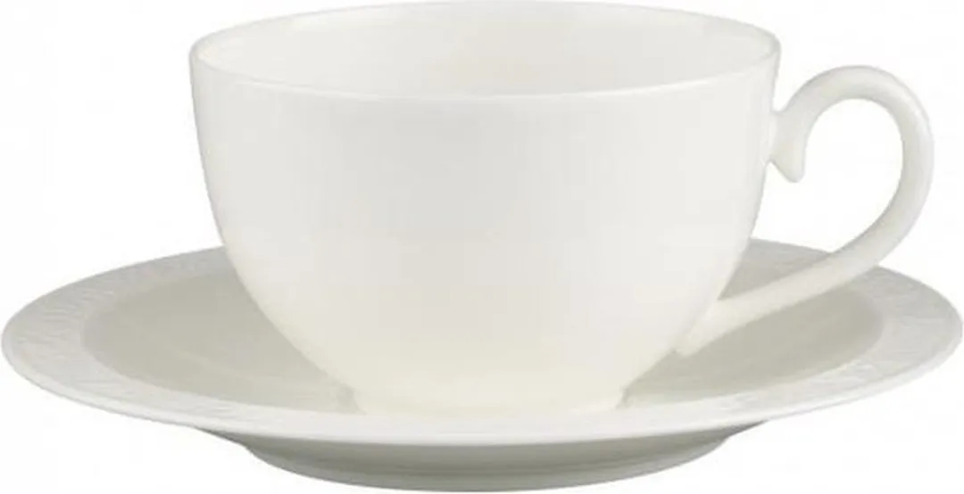 Villeroy & Boch White Pearl Cappuccinotasse + -schotel 310ml - 2 Stuks