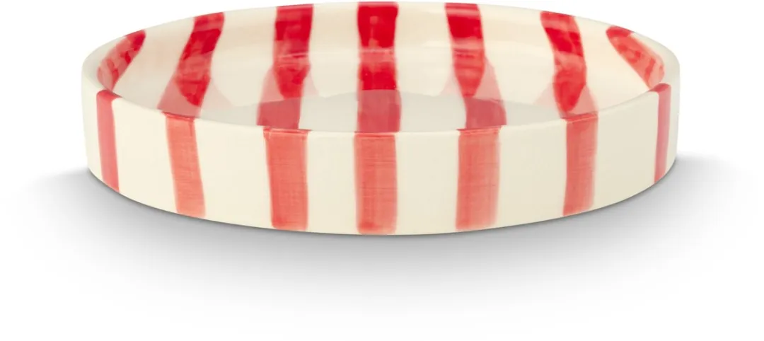 vtwonen Gebaksbord Strepen Rood - 13cm - 4 Stuks
