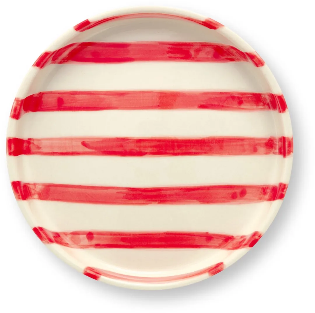 vtwonen Gebaksbord Strepen Rood - 13cm - 4 Stuks