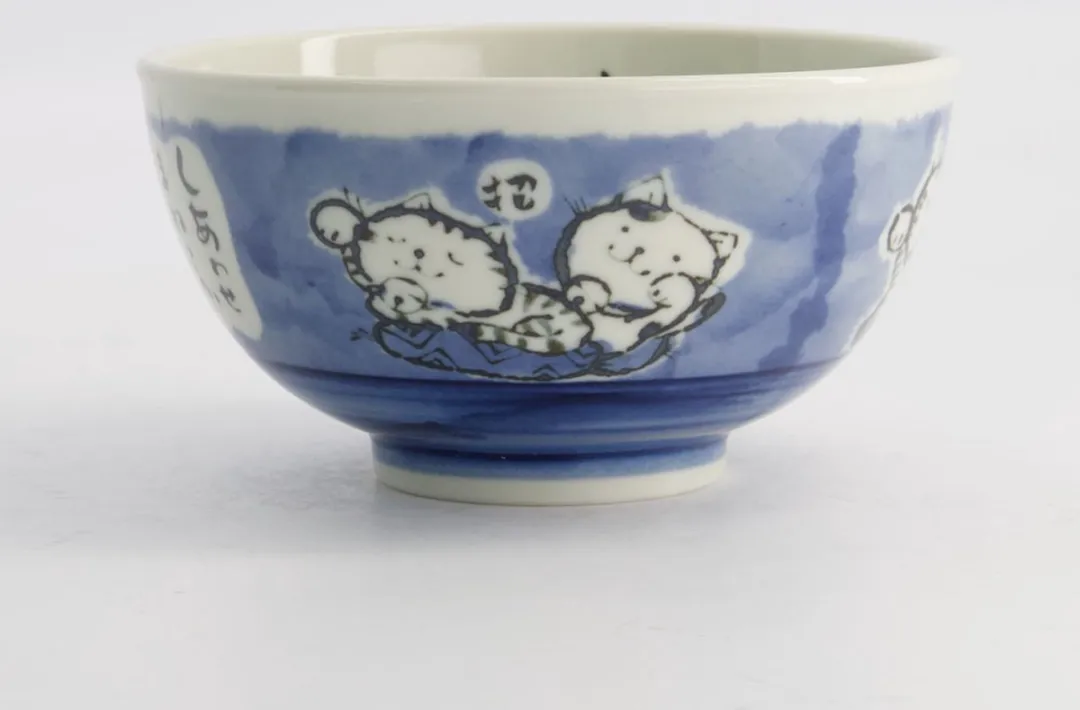 Tokyo Design Studio Kat Neko Rijstkom - Blauw/Wit 400ml