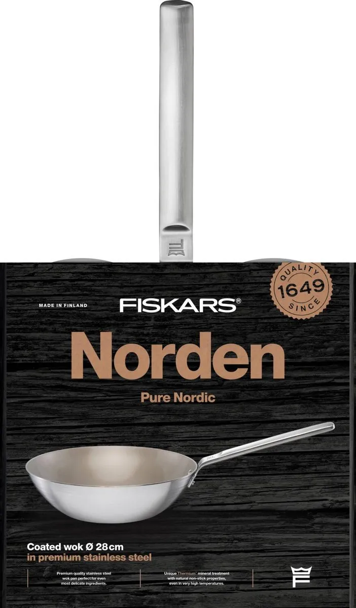 Fiskars Norden Staal Wokpan 28cm - RVS - afbeelding 4 van 5