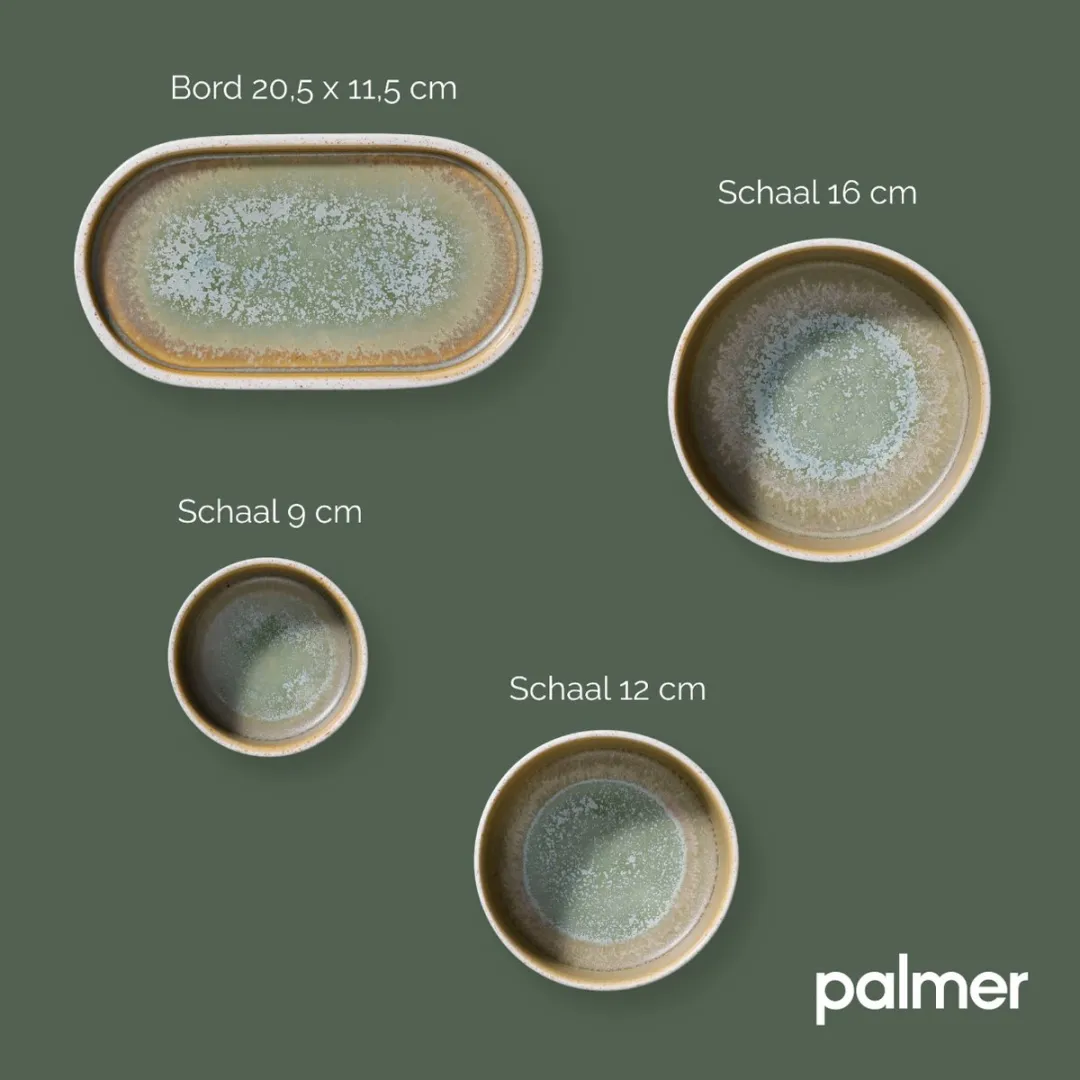 Palmer Coco Snackschaalset 5-delig - Groen - Porselein