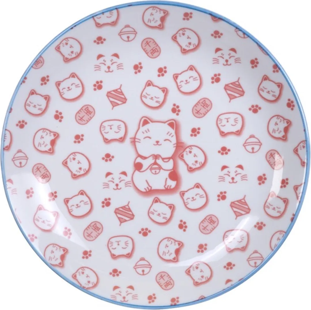Tokyo Design Studio Kawaii Lucky Cat Diep Bord - 25,3cm - Rood
