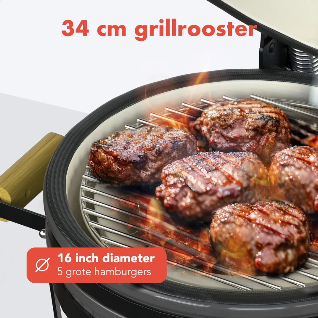 KitchenBrothers Kamado BBQ KB1004207 - 45cm Grijs - Deluxe Set