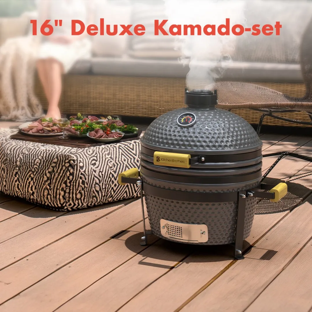 KitchenBrothers Kamado BBQ KB1004207 - 45cm Grijs - Deluxe Set