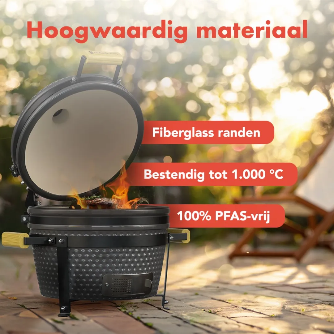 KitchenBrothers Kamado BBQ KB1004207 - 45cm Grijs - Deluxe Set