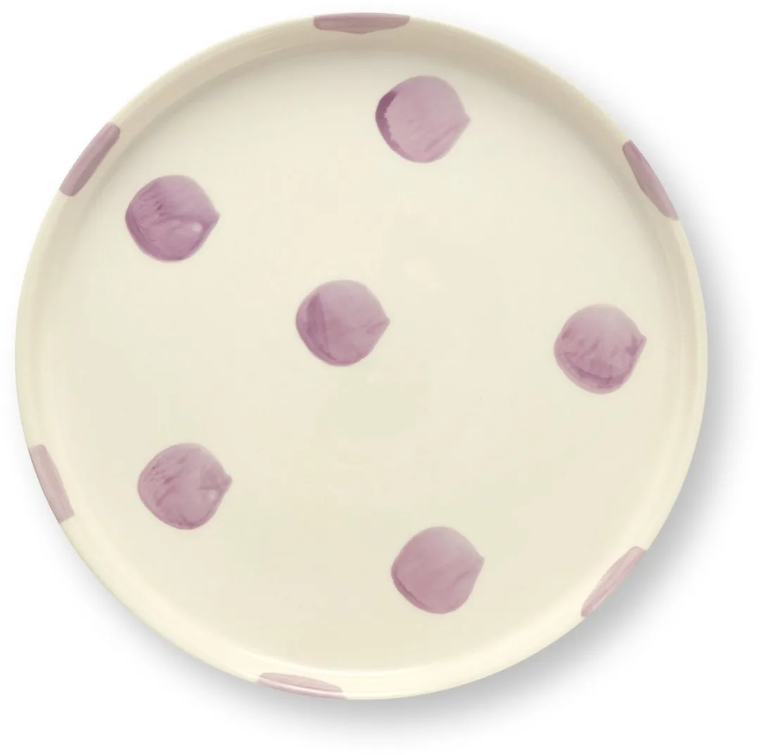 vtwonen Lunchbord Stippen Lila - 20cm - Keramiek - 2 Stuks