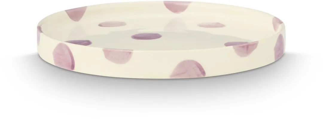 vtwonen Lunchbord Stippen Lila - 20cm - Keramiek - 2 Stuks