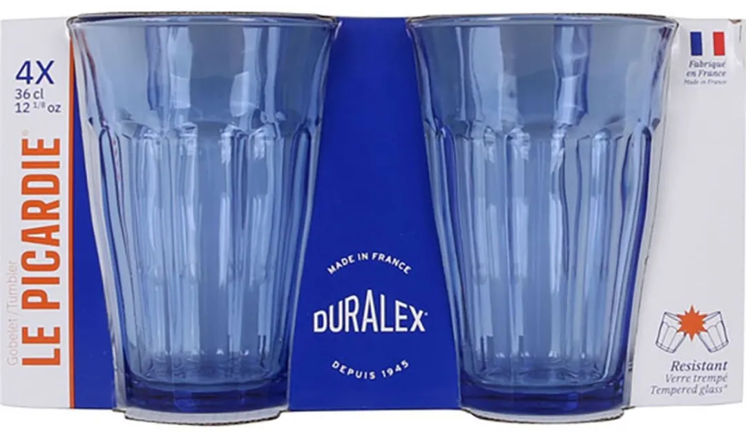 Duralex Picardie Glazen - 4 Stuks - 360ml - Blauw