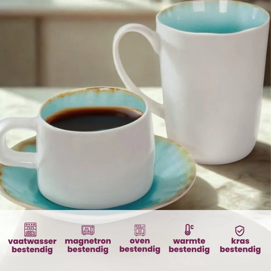 Cosy&Trendy Koffiekopjes Laguna Azzurro - 230ml - 4 Stuks