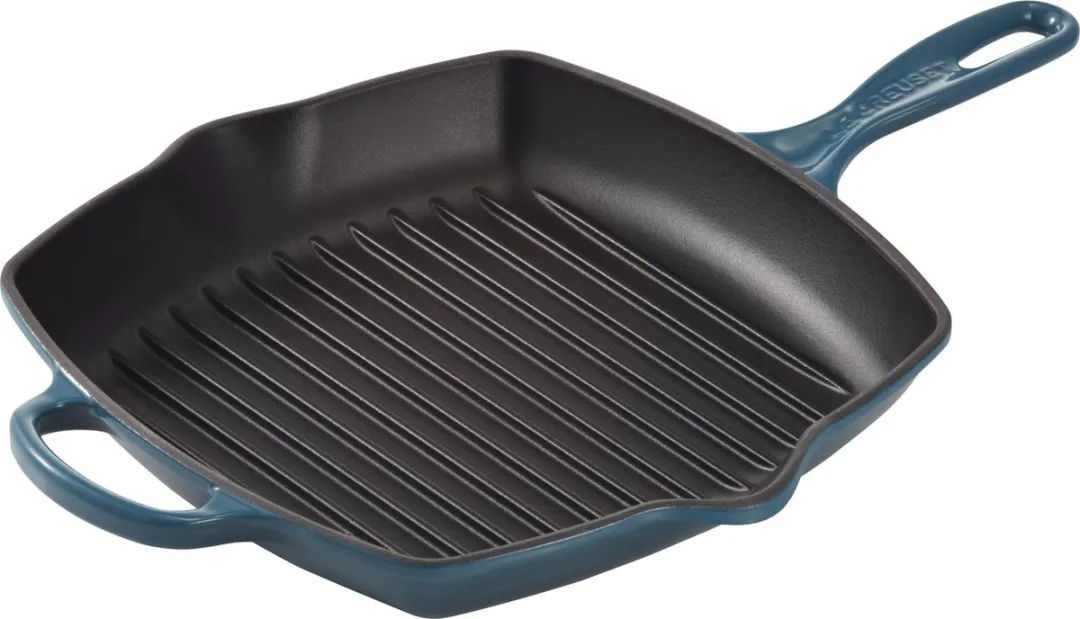 Le Creuset Grillpan Signature - Deap Teal - 26 x 26 cm - Geëmailleerde Anti-aanbaklaag - Geschikt voor Alle Warmtebronnen, inclusief Inductie - Vaatwasserbestendig - Levenslange Garantie