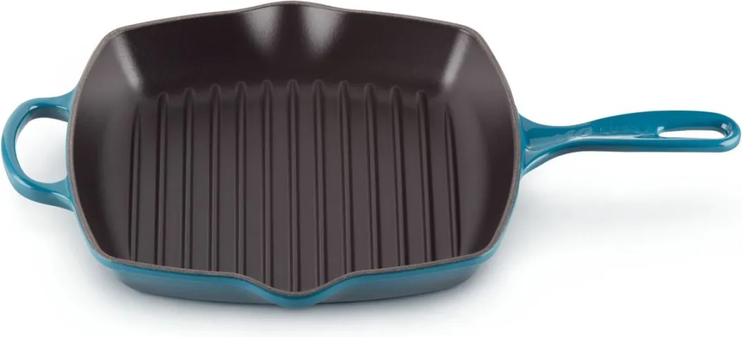 Le Creuset Grillpan Signature - Deap Teal - 26 x 26 cm - Geëmailleerde Anti-aanbaklaag - Geschikt voor Alle Warmtebronnen, inclusief Inductie - Vaatwasserbestendig - Levenslange Garantie