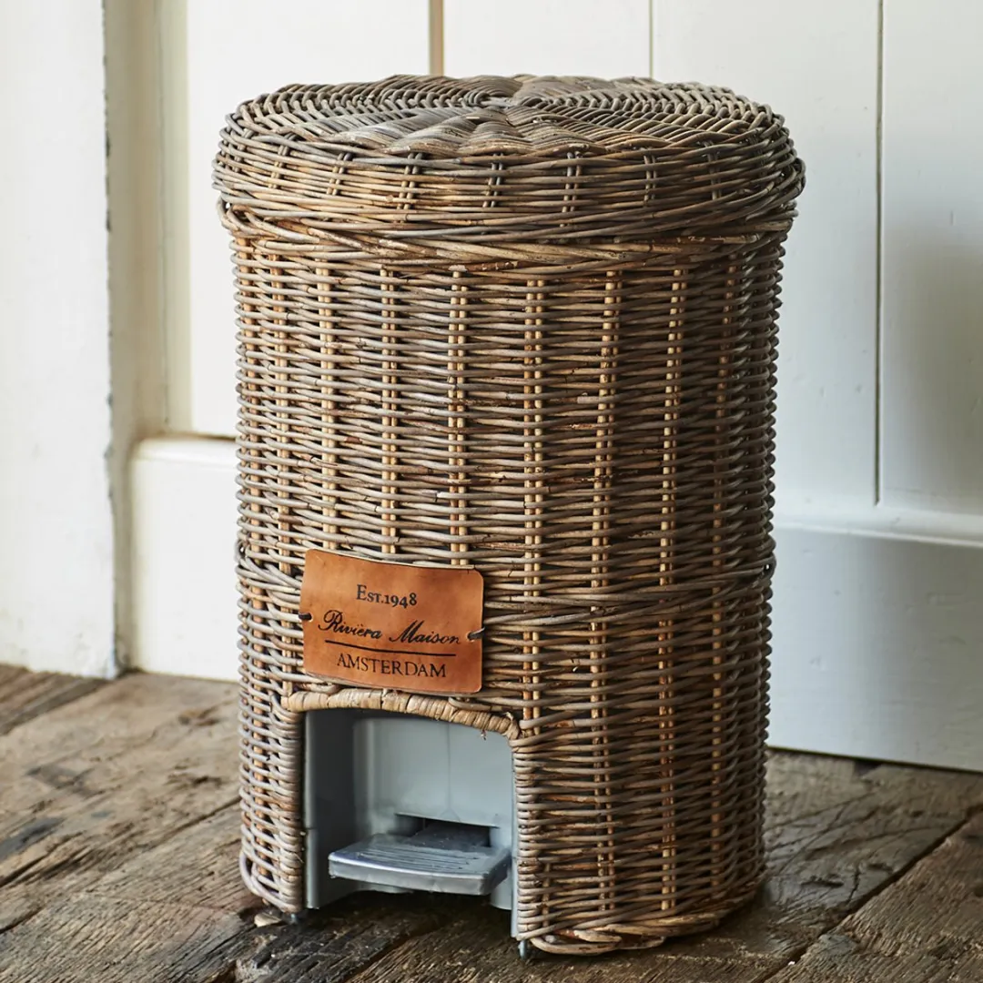 Riviera Maison Rustic Rattan Prullenbak 34cm - 10L - Bruin