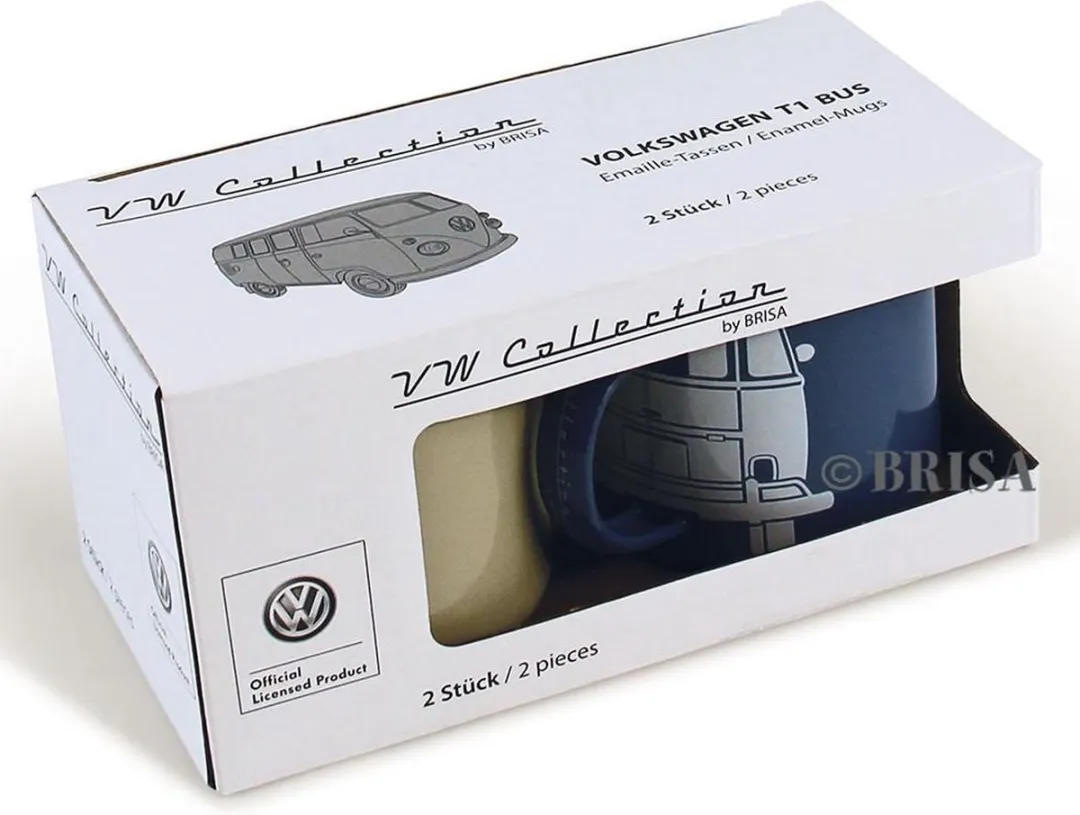 Volkswagen T1 Bus Emaille Bekers - Set van 2 - 360ml - Blauw/Creme - afbeelding 6 van 6