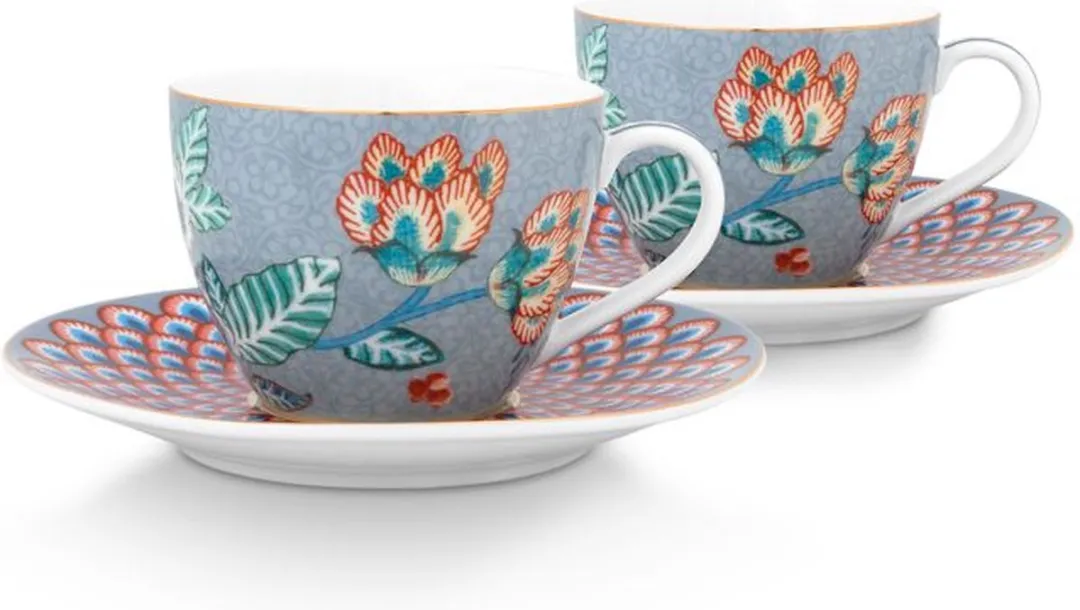 Pip Studio Flower Festival Espresso Kop & Schotel