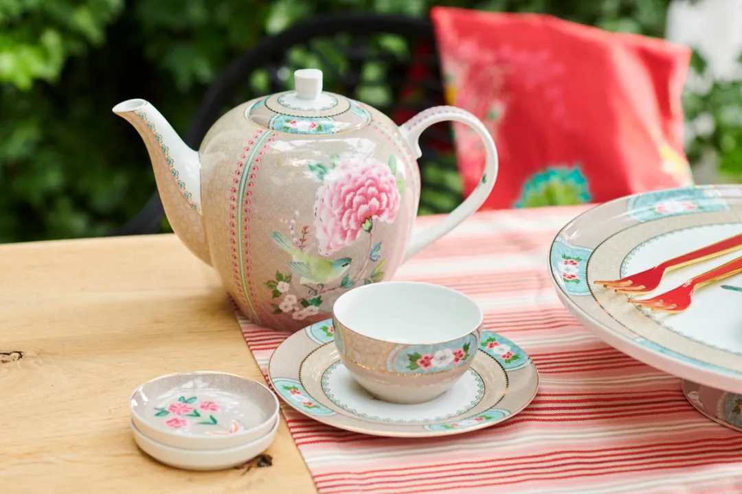 Pip Studio Blushing Birds Theepot 1,6L - Kaki